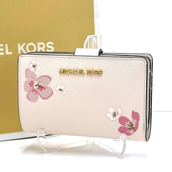 Michael Kors Handbags - Michael Kors Jet Set Medium Floral Embellished Signature Logo Bi-Fold Wallet